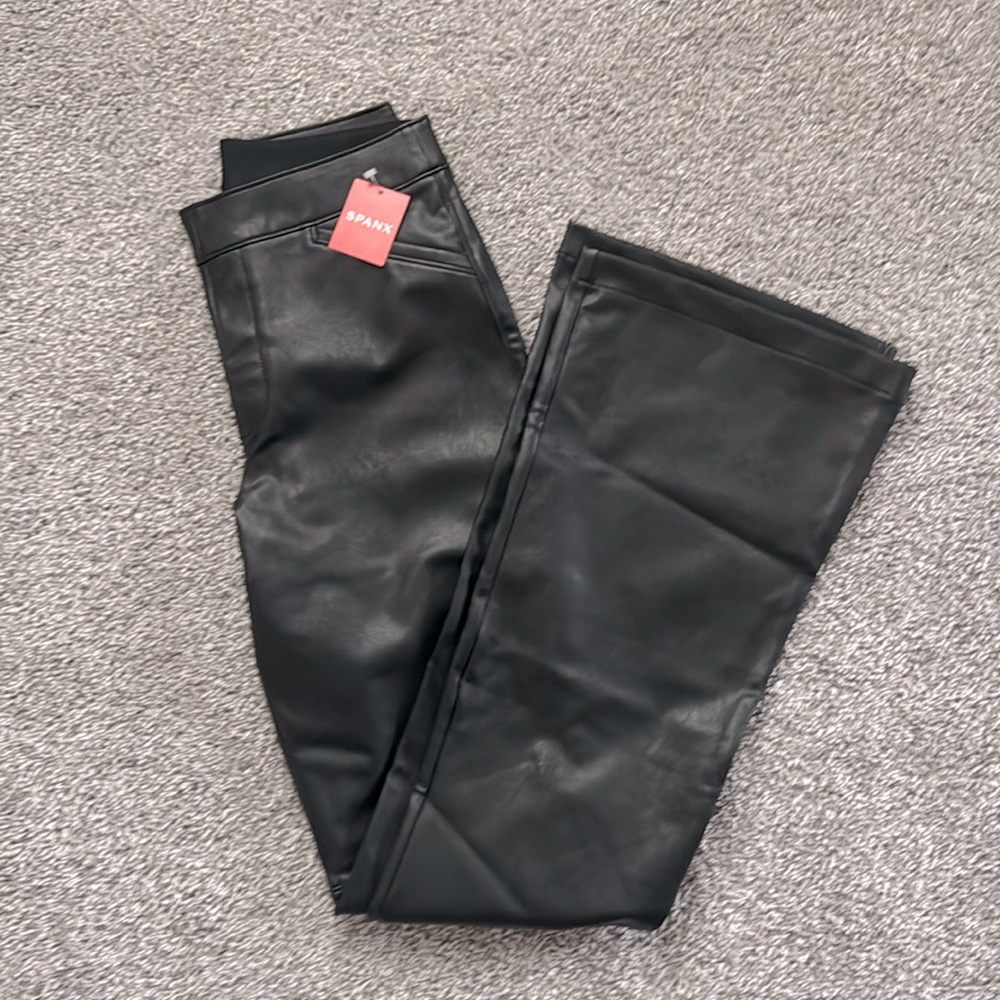 Spanx leather-like flare pants, NWT, size M